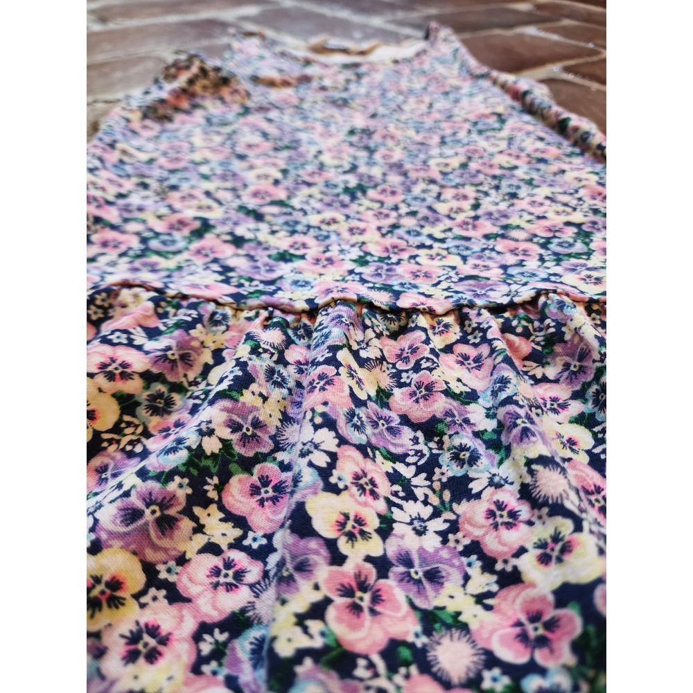H&M Floral Print Sleeveless Dress, Navy Blue Pink Purple, Size 5T Girl's